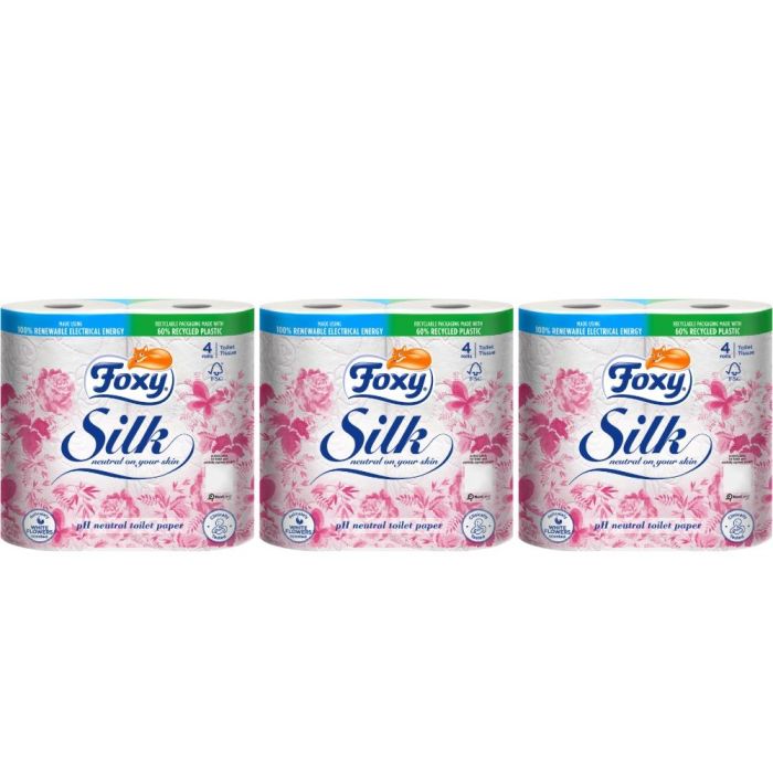 Foxy Silk Scented Toilet Rolls 3 Ply 4 Pack - Pack of 3