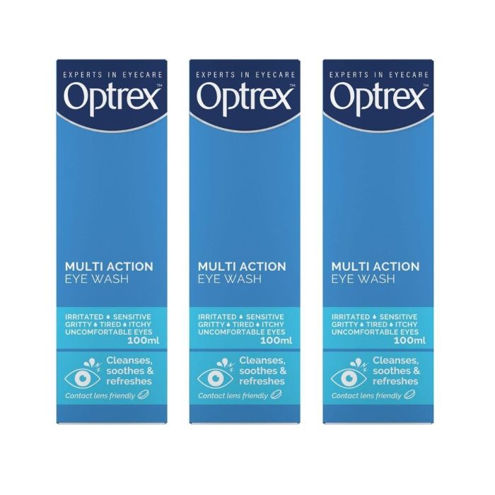 Optrex Multi Action Eye Wash for Irritated Eyes 100ml - Pack Of 3