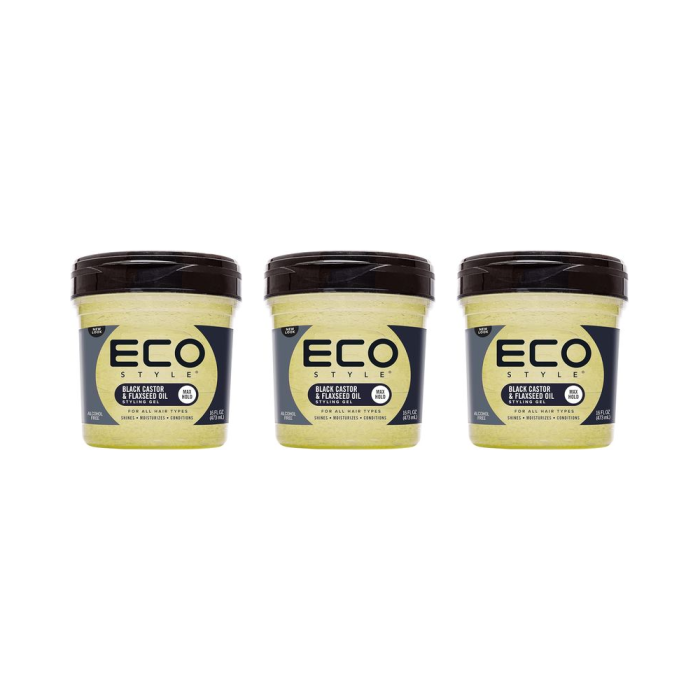 Eco Style Black Castor And Flax Seed Oil Hair Gel 473ml - Pack of 3