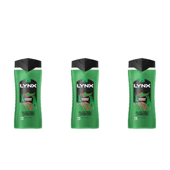 Lynx Jungle Fresh 3-In-1 Shower Gel 500ml - Pack of 3