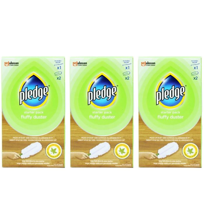 Pledge Fluffy Duster Starter Pack, 1 Handle & 2 Refills - Pack of 3