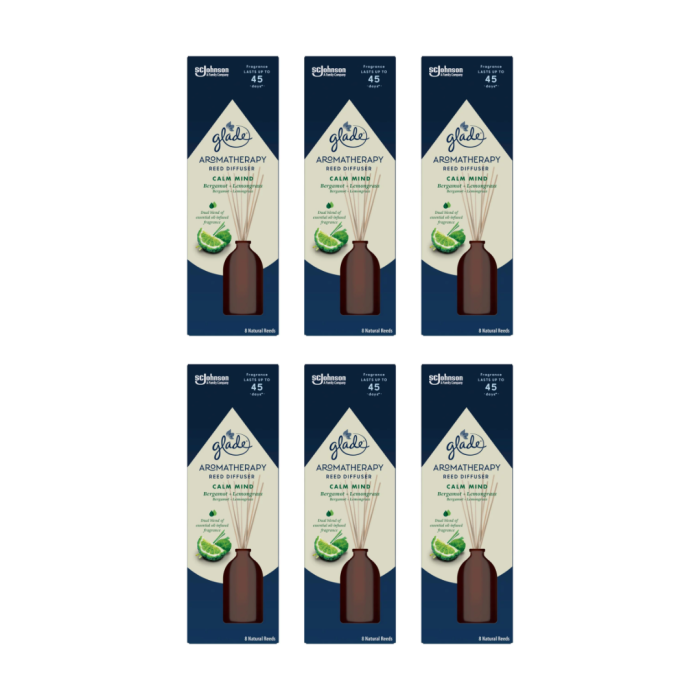 Glade Calm Mind Reed Diffuser Aromatherapy Home Fragrance 80ml - Pack of 6
