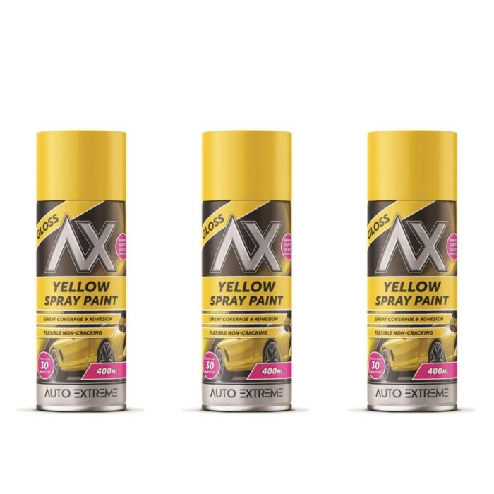 Auto Extreme Yellow Gloss Spray Paint 400ml - Pack of 3