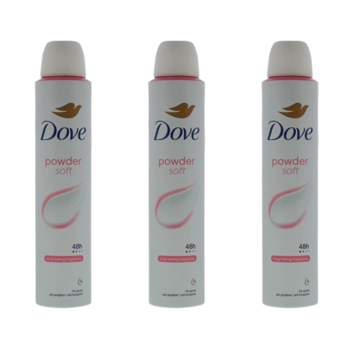 Dove Powder Soft Anti-Perspirant Deodorant Spray 200ml - Pack of 3