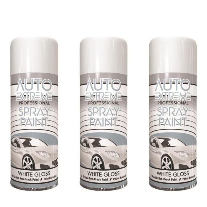 Auto Extreme White Gloss Spray Paint 400ml - Pack of 3