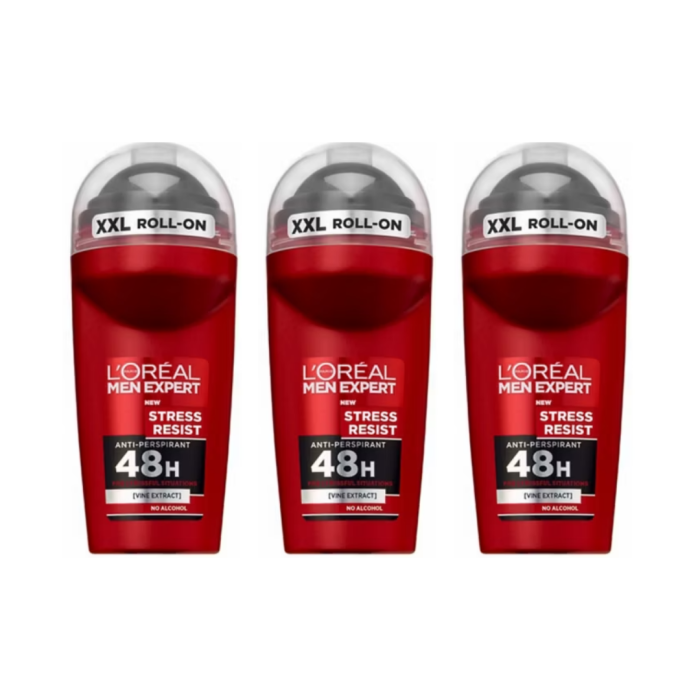 L'Oréal Men Expert Stress Resist Anti-Perspirant Roll-On 50ml - Pack of 3