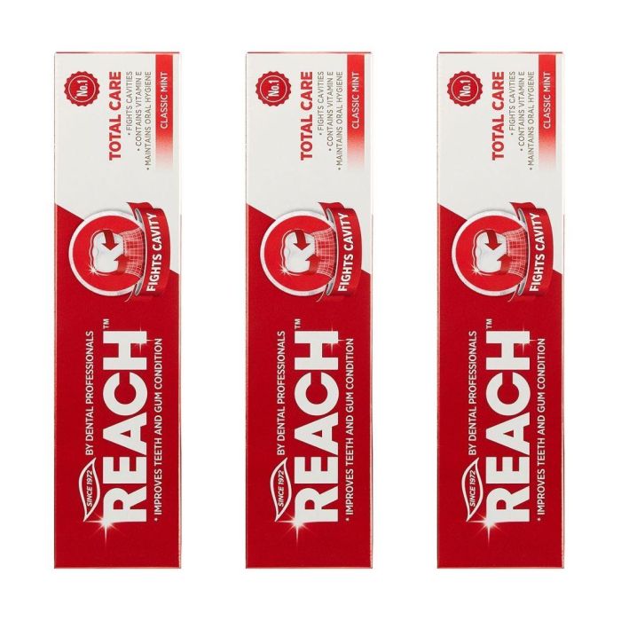 Reach Total Care Toothpaste Classic Mint Fights Cavities & Plaque 150g x 3