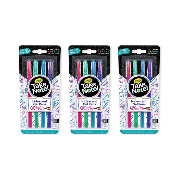 CRAYOLA Take Note Iridescent Gel Pens Medium Tip 1.0mm 4 Pens - Pack of 3