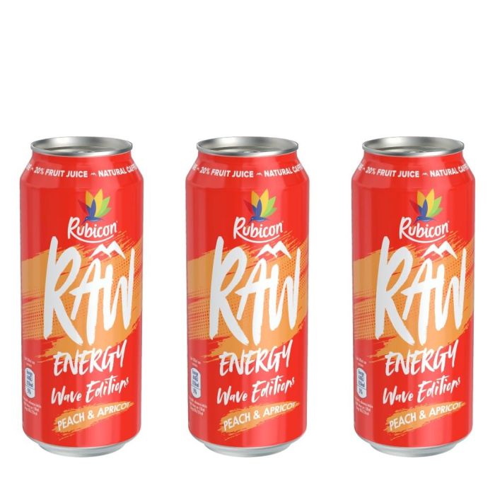 Rubicon Raw Peach & Apricot Energy Drink 500ml - Pack of 3