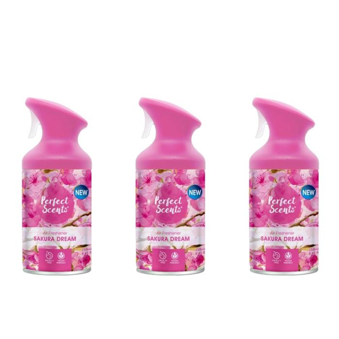 Perfect Scents Sakura Dream Trigger Spray Air Freshener, 250ml - Pack of 3
