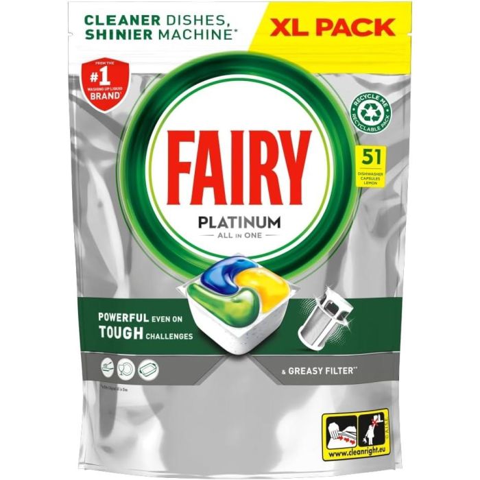 Fairy Platinum Lemon All In 1 Dishwasher 51 Pods