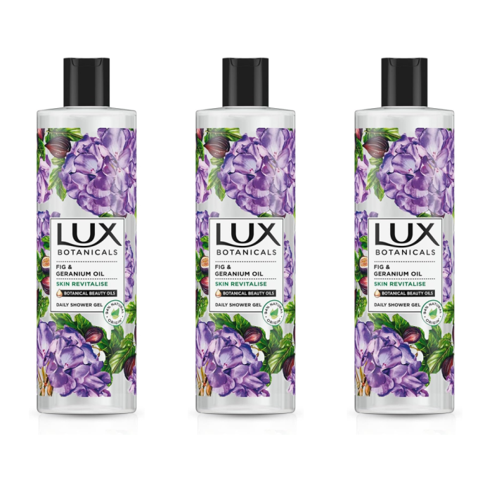 Lux Botanicals Fig & Geranium Oil Purifying Shower Gel 500ml - Pack of 3