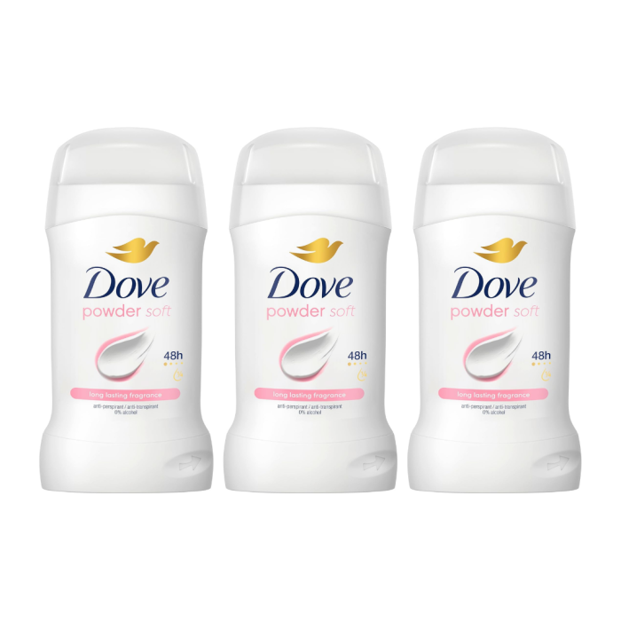 Dove Powder Soft Antiperspirant Deodorant Stick 50 ml - Pack of 3