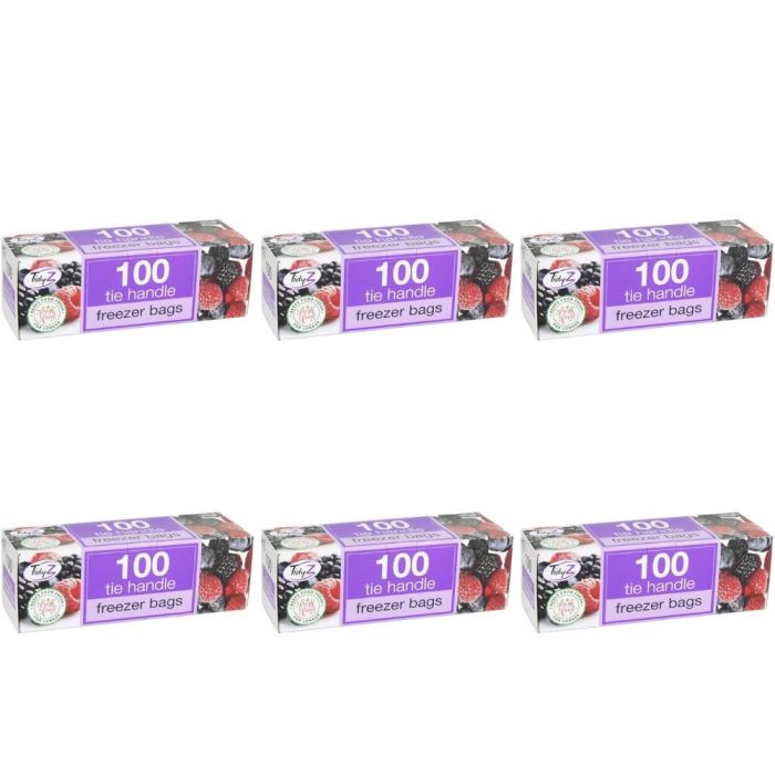 TidyZ Freezer  Tie Handles  Bags 100 Count - Pack of 6