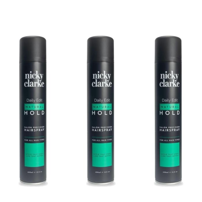 Nicky Clarke Daily Edit Natural Hold Hairspray 400ml - Pack of 3