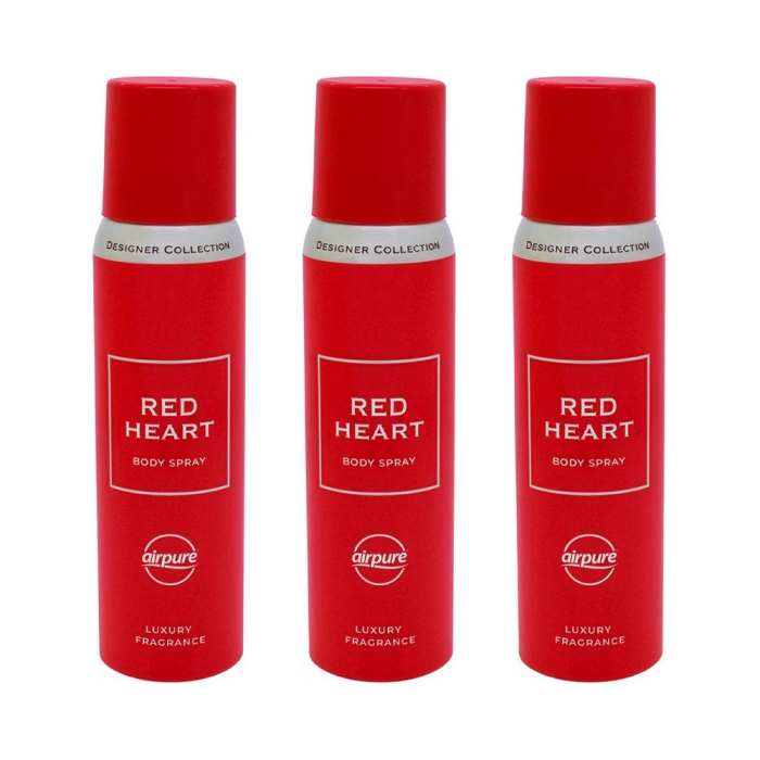 Airpure Designer Body Spray Ladies Red Heart 100ml - Pack of 3