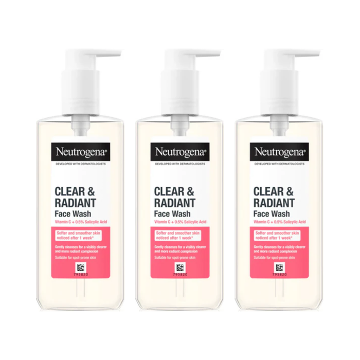Neutrogena Clear & Radiant Vitamin C Facial Wash 200ml - Pack of 3