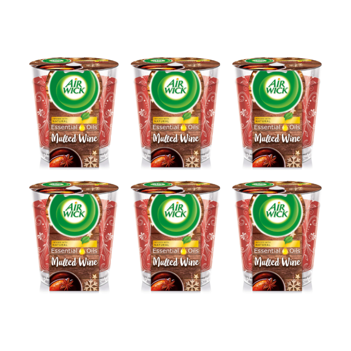 Air Wick Mulled Wine Scented Candle 105g - Pack of 6