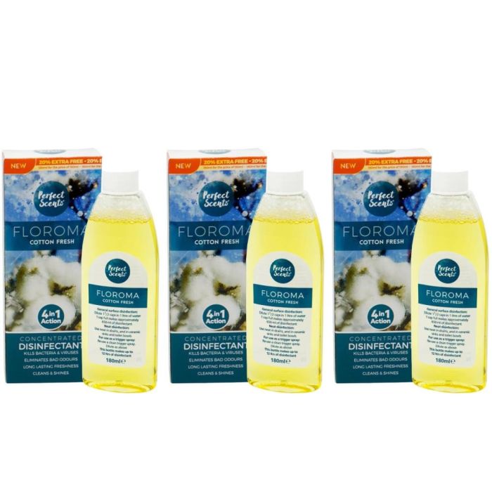 Perfect Scents Floroma Cotton Fresh Concentrated Disinfectant 180ml - Pack of 3