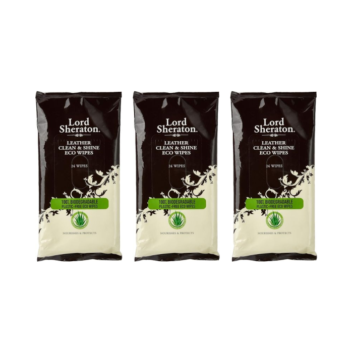 Lord Sheraton Leather Eco Wipes Clean & Shine 24 Wipes - Pack of 3