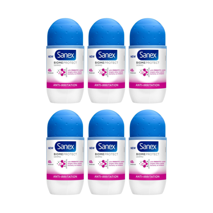 Sanex Biome Protect Dermo Anti‑Irritation Roll‑On 50ml - Pack of 6