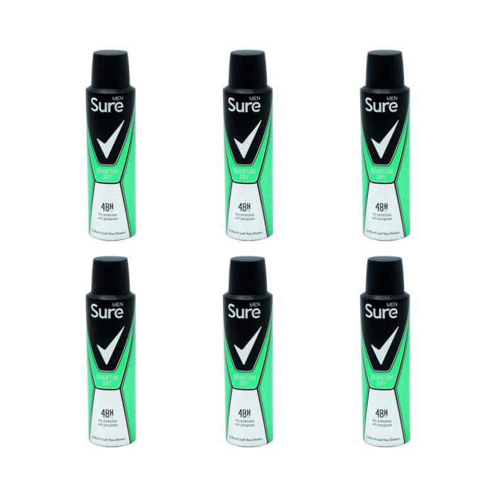 Sure Quantum Dry Anti-Perspirant Deodorant Spray 150ml - Pack of 6