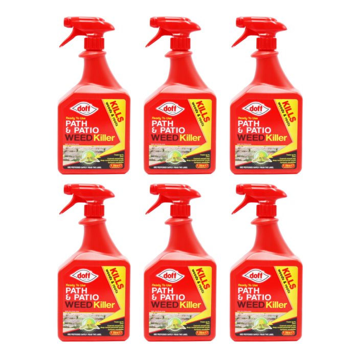 Doff Path & Patio Weedkiller Ready to Use Spray for Garden 1L - Pack of 6