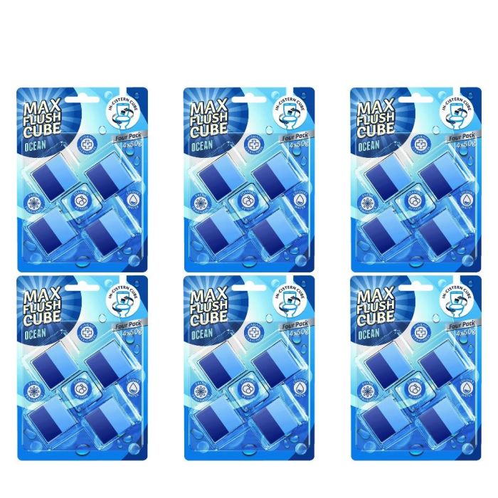 Max Flush Ocean Toilet Blocks 4 x 50g - Pack of 6
