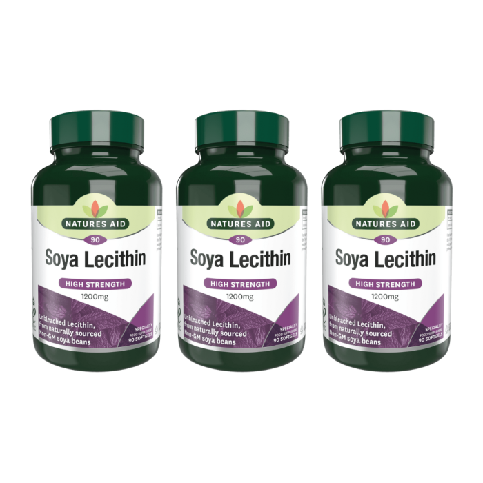 Natures Aid Soya Lecithin High Strength 1200mg 90 Softgels - Pack of 3