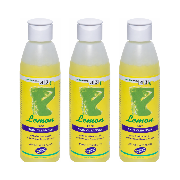 A3 Lemon Skin Cleanser with Antibacterial Rose Extract 260ml - Pack of 3