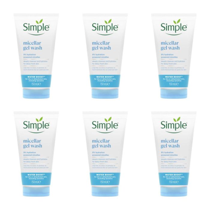 Simple Water Boost Micellar Gel Facial Wash 150 ML - Pack of 6