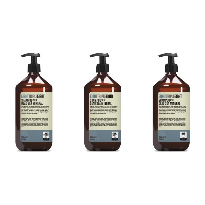Eight Triple Eight Dead Sea Minerals Shampoo 1L - Pack of 3