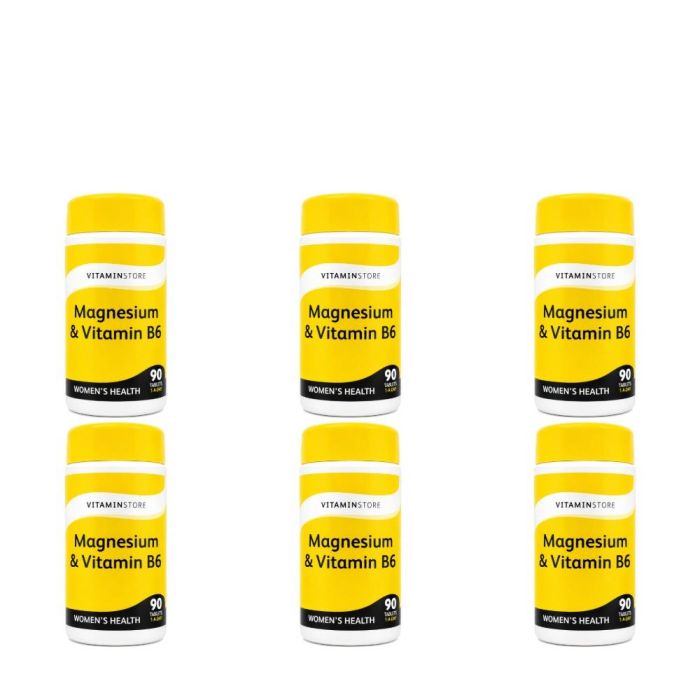 Vitamin Store Magnesium & Vitamin B6 Supplements 90 Tablets - Pack of 6