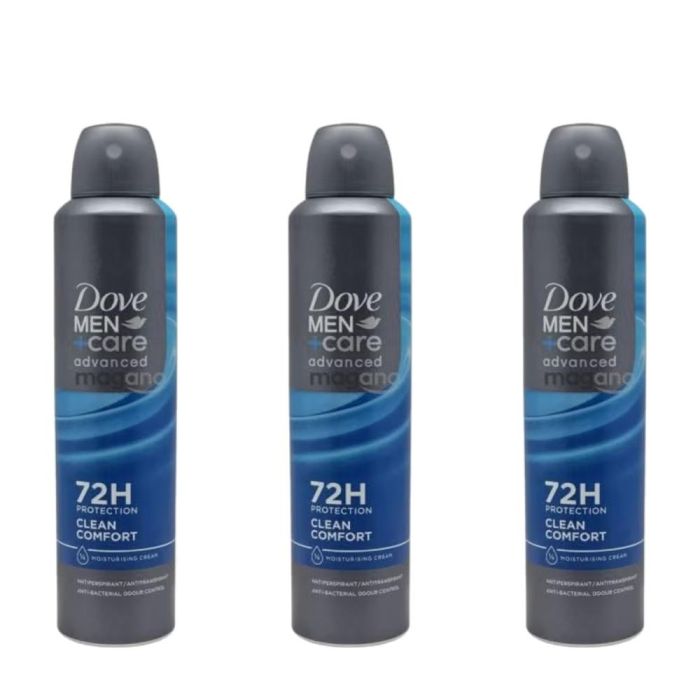 Dove Men+Care Advanced Clean Comfort 72H Antiperspirant Spray 250ml - Pack of 3