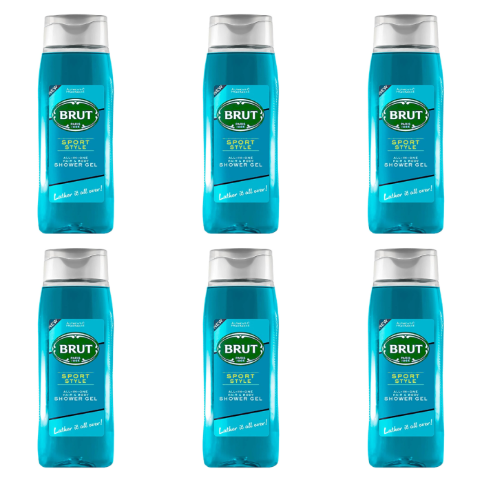 Brut Sport Style Hair & Body Shower Gel for Men 500ml - Pack of 6