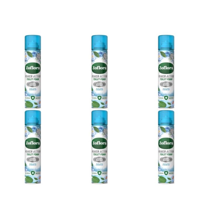 Zoflora Blue Lotus & Water Lily Toilet Foam Cleaner 300ml - Pack of 6