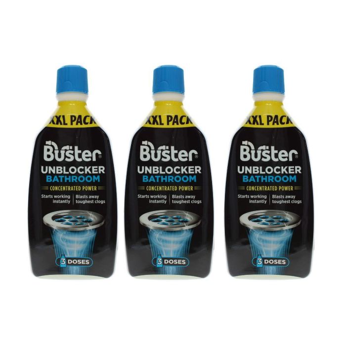 Buster Bathroom Drain Unblocker 900ml fast-acting blockage cleaner bottle
