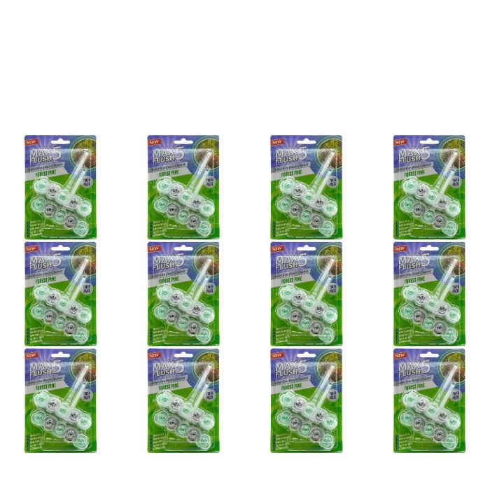 Max Flush 5 Forest Pine Toilet Rim Blocks Twin Pack 2x45g - Pack of 12