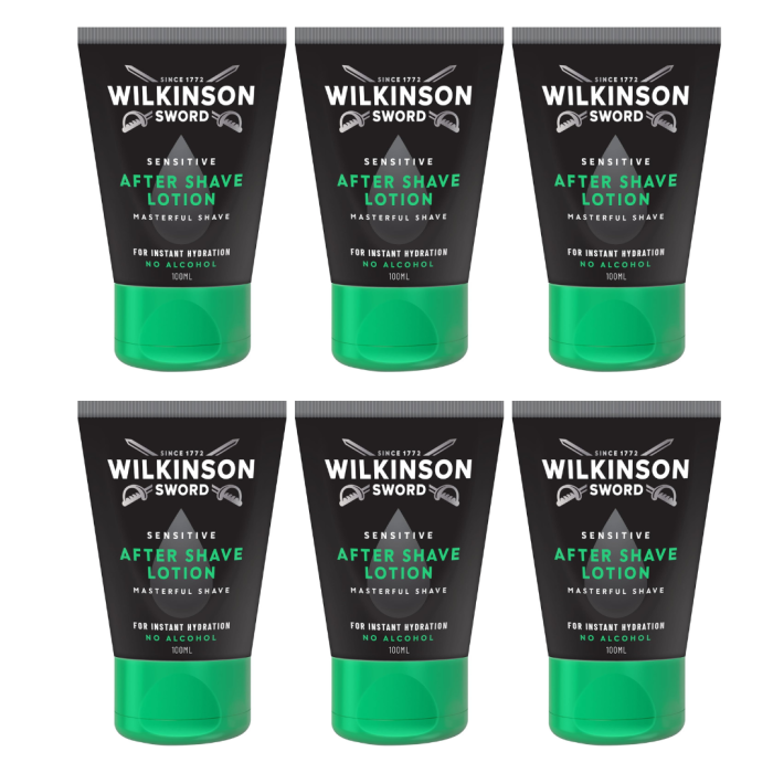 Wilkinson Sword Men’s Sensitive Aftershave Lotion 100ml - Pack of 6