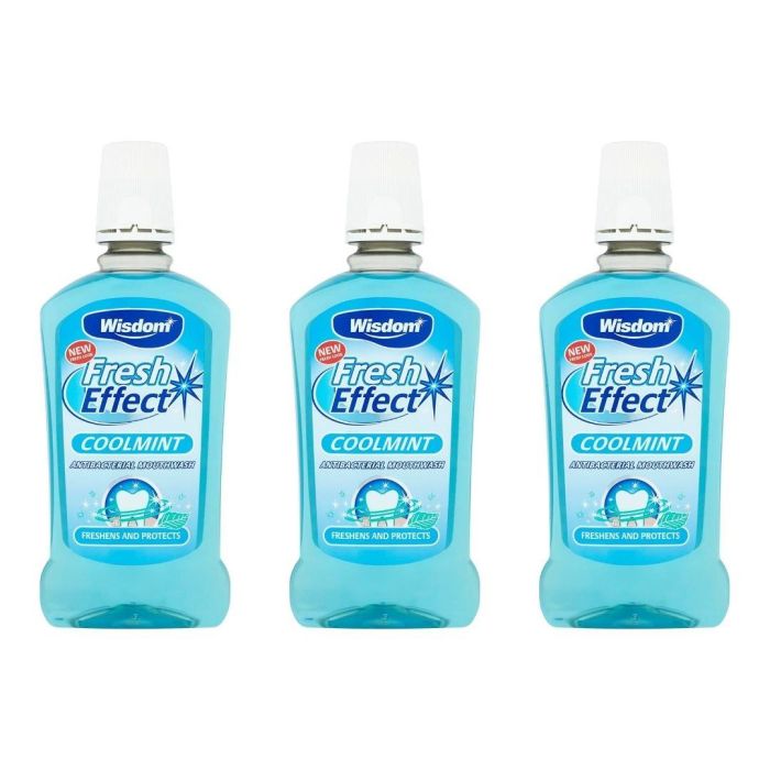 Wisdom Fresh Effect Coolmint Antibacterial Mouthwash 500 ML - Pack of 3