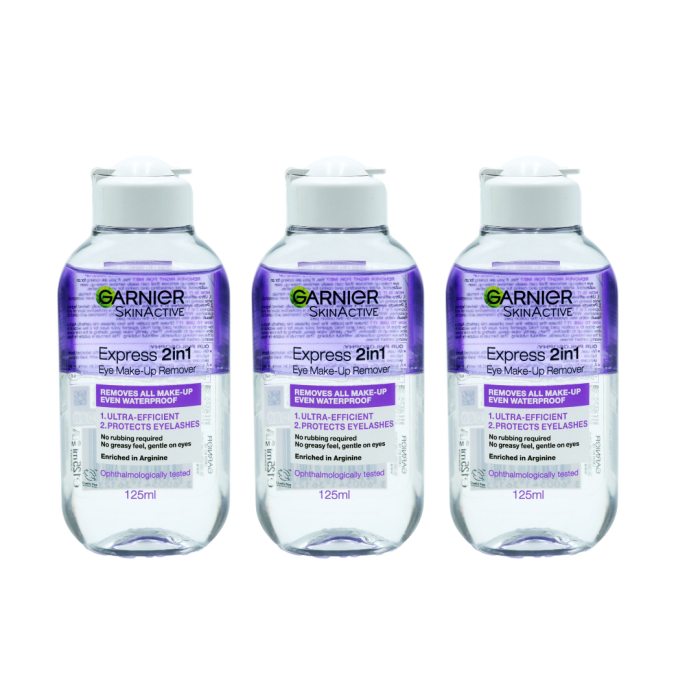 Garnier Skin Active 2 in 1 Eye Makeup Remover Ultra-Efficient 125ml - Pack of 3