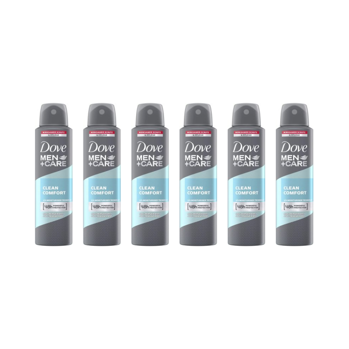 Dove Men+Care Clean Comfort Antiperspirant Deodorant Spray 150 ml - Pack of 6