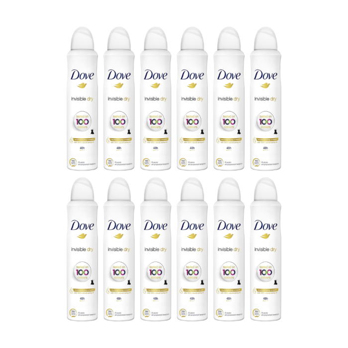 Dove Invisible Dry Deodorant Spray 250ml - Pack of 12