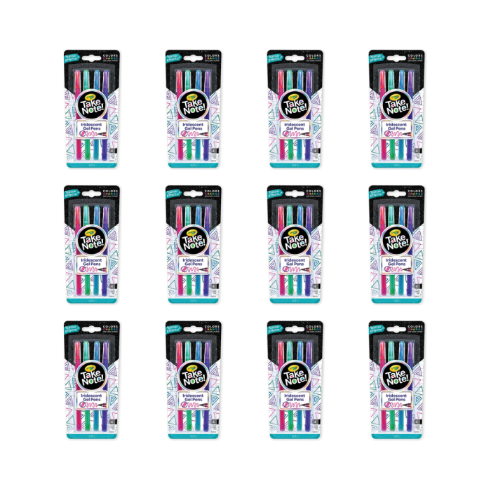 CRAYOLA Take Note Iridescent Gel Pens Medium Tip 1.0mm 4 Pens - Pack of 12