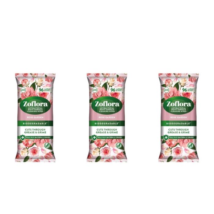 Zoflora Rose Garden Cleaning Wipes 96 wipes - Pack of 3