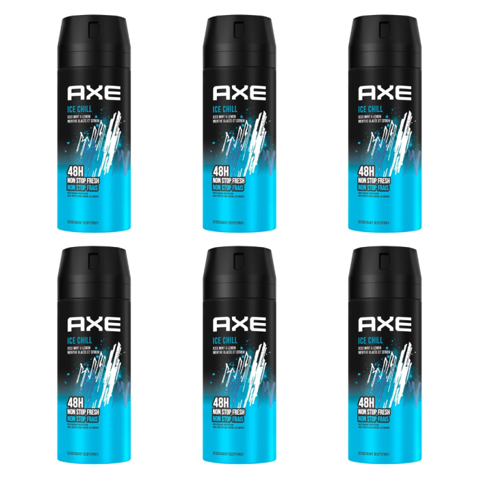 Axe Ice Chill Mint & Lemon Men's Deodorant Body Spray 150ml - Pack of 6