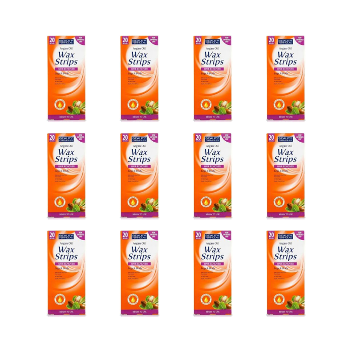 Beauty Formulas Argan Oil Wax Strips Legs & Body 20s - Pack of 12