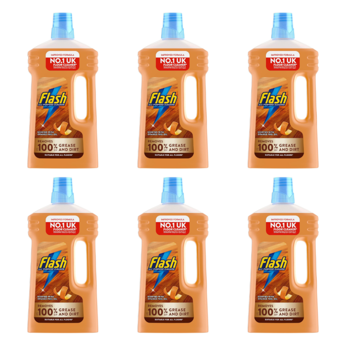 Flash All-Purpose Wood Surface Cleaner with Orange Oil 1L - Pack of 6