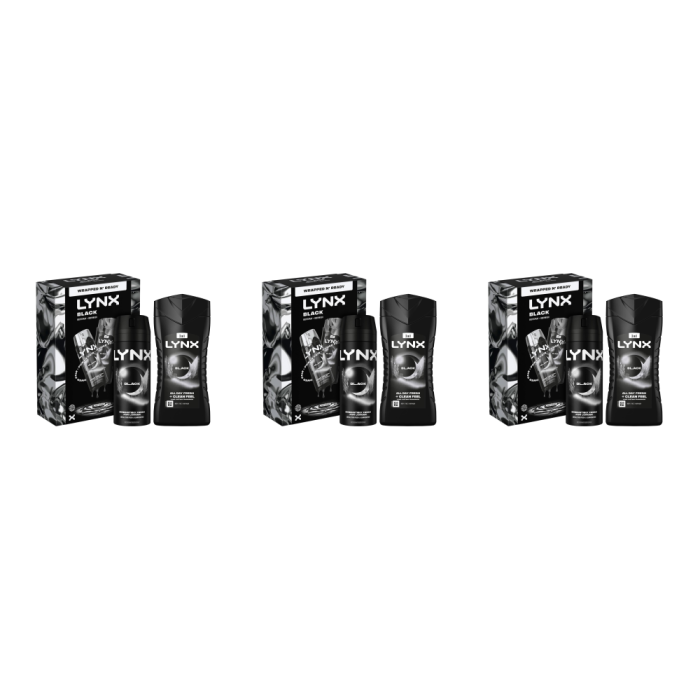 Lynx Black Duo Gift Set Body Wash and Body Spray 2 Pieces - Pack of 3