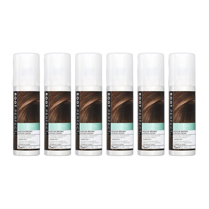 ROOT PERFECT Instant Root Concealer Hair Spray Medium Brown 75 ML - Pack of 6